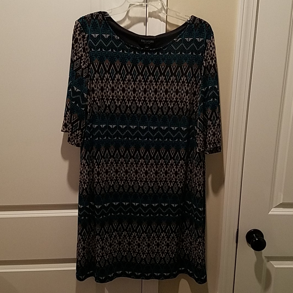 Perceptions turquoise and black dress - Picture 1 of 5